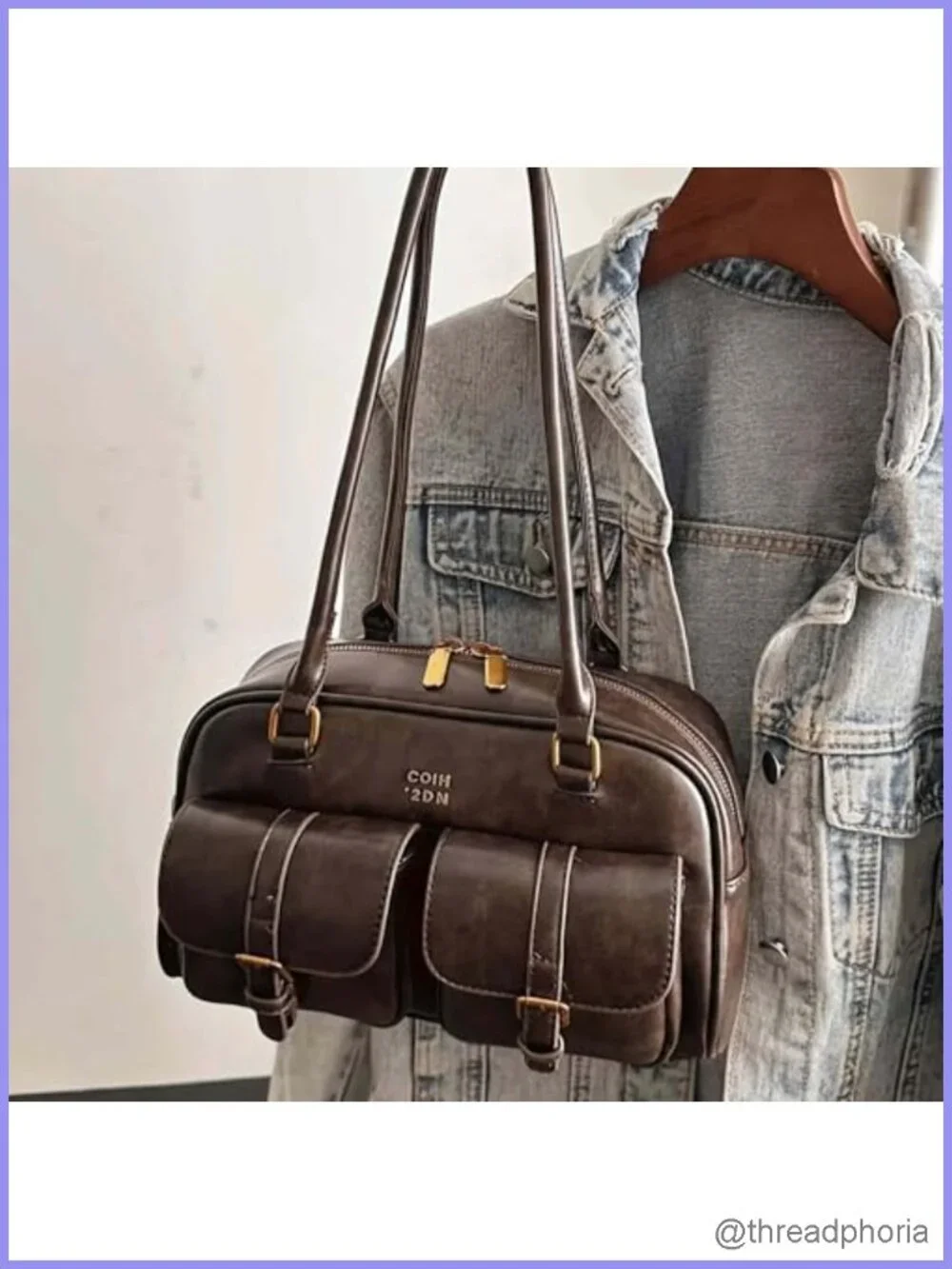 Vintage Hobo Shoulder Bag Faux Leather Y2K Purse Casual Handbag